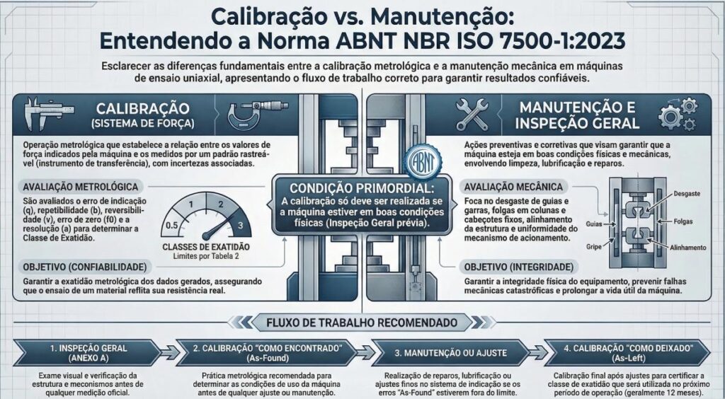 Calibração x manutenção em máquinas de ensaio