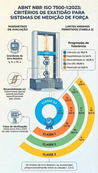 Classe de exatidão em máquinas de ensaio