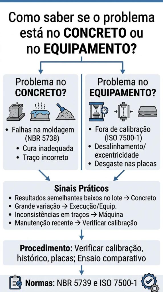 como saber se o problema esta no concreto ou no equipamento